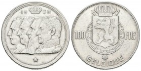 BELGICA. 100 Francs (Ar. 18,00g/33mm). 1950. (Km#138). MBC+.