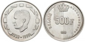 BELGICA. 500 Francs. (Ar. 22,87g/37mm). 1990. (Km#178). SC.
