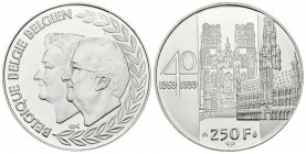 BELGICA. 250 Francs (Ar.18,79g/33mm). 1990. SC.