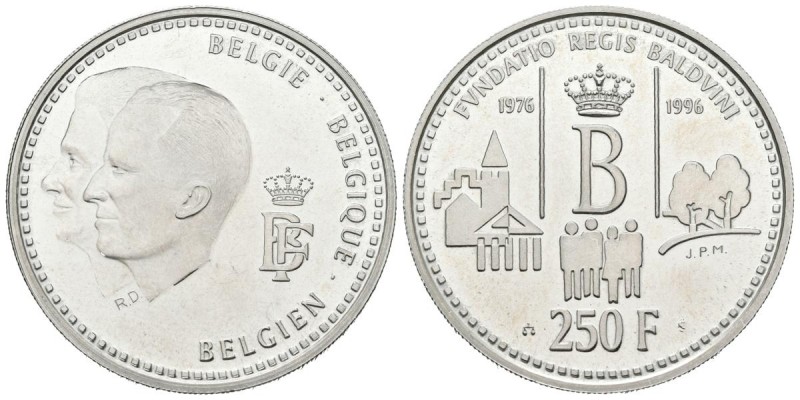 BELGICA. 250 Francs. (Ar. 18,90g/33mm). 1996. (Km#202). SC.