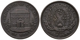 CANADA. 1/2 Penny. (Ae. 9,15g/28mm). 1844. Banco de Montreal. (Km#Tn18). MBC+.