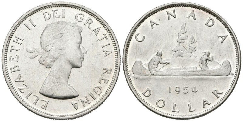 CANADA. 1 Dollar. (Ar. 23,35g/36mm). 1954. (Km#54). MBC+.