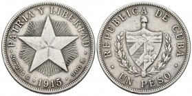 CUBA. 1 Peso. (Ar. 26,40g/38mm). 1915. (Km#15). MBC.