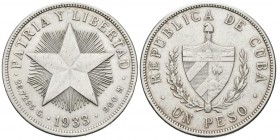 CUBA. 1 Peso (Ar. 26,60g/38mm). 1933. (Km#15). MBC.