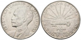 CUBA. 1 Peso. (Ar. 26,76g/38mm). 1953. Centenario de Martí. (Km#29). MBC+.