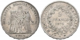 FRANCIA. 5 Francos. (Ar. 24,91g/37mm). 1876. Burdeos. K. (Km# 820.2). MBC.