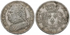 FRANCIA. 5 Francs. (Ar. 24,84g/37mm). 1815. Toulouse M. (Km#702.9). MBC+.