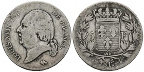 FRANCIA. 5 Francs. (Ar. 24,37g/37mm). 1817. Bayona L. (Km#711.8). MBC-.