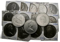GRAN BRETAÑA. Lote de 16 monedas de la Isla de Man. Valores de 25 Pence y 1 Crown de entre los años 1975 y 1982. Diferentes estados de conservación. A...
