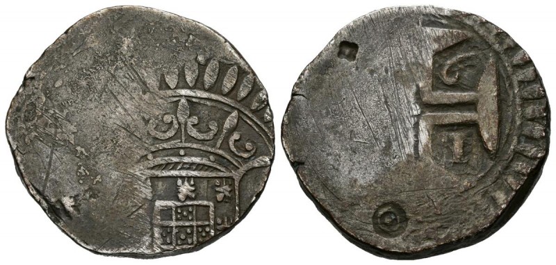 INDIA PORTUGUESA, Pedro II (1683-1706). Xerafim. (Ar. 10,36g/25mm). Fecha parcia...