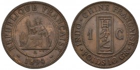 INDOCHINA FRANCESA. 1 CENT (Cu. 10,00g/30mm). 1894. (Km#1). MBC+.