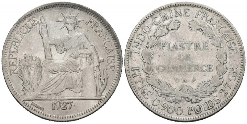 INDOCHINA FRANCESA. 1 Piastra. (Ar. 26,85g/39mm). 1927. París A. (KM#5a1). MBC/M...