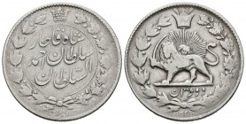 IRÁN. 2000 Dinars (Ar. 9,01g/28,00mm). 1330H (1911). (Km-1041). MBC. Escasa.