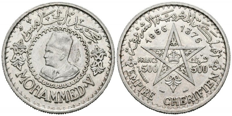 MARRUECOS. 500 Francs. (Ar. 22,53g/36mm). 1956. (Km#54). EBC.