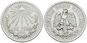 MEXICO. 1 Peso. (Ar. 18,01g/34mm). 1919. (Km#454). MBC+. Escasa.
