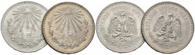 MEXICO. Conjunto de 2 monedas de plata de 1 Peso de los años 1940 y 1943. Diferentes estados de conservación. A EXAMINAR.