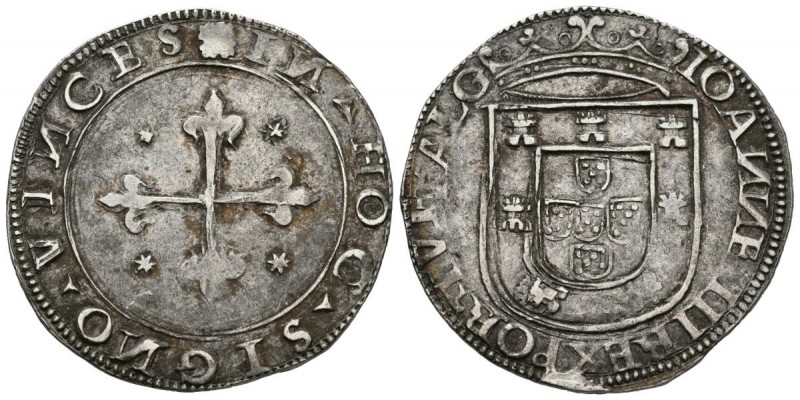 PORTUGAL, Joao III (1521-1557). Tostao. (Ar. 8,77g/32mm). (Gomes 139.01). MBC. E...