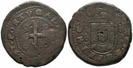 PORTUGAL. X Reis. (Ae. 29,29g/38mm). 1677. (Gomes 12.01). BC.