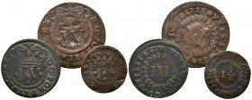 PORTUGAL. Conjunto de 3 cobres portugueses acuñadao bajo el reinado de Joao V (1707-1750). Diferentes módulos, valores y estados de conservación. A EX...