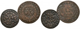 PORTUGAL. Conjunto de 2 cobres portugueses acuñados bajo el reinado de Joao V (1705-1750). Módulos de V y X Reis. Diferentes estados de conservación. ...