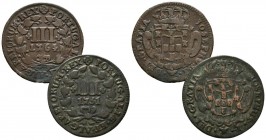 PORTUGAL. Conjunto de 2 monedas portuguesa acuñadas bajo el reinado de María I (1777-1816). Diferentes módulos, valores y estados de conservación. A E...