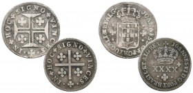 PORTUGAL. Conjunto de 2 monedas de plata portuguesa acuñadas bajo el reinado de Joao VI (y Príncipe Regente). Diferente valores y estados de conservac...
