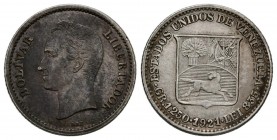 ESTADOS UNIDOS DE VENEZUELA. 1/4 de Bolívar (Ar. 1,28g/21mm). 1921. París. (KM#Y20). EBC-. Bonita pátina.