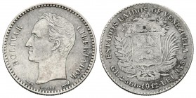 ESTADOS UNIDOS DE VENEZUELA. 50 Céntimos. (Ar. 2,50g/18mm). 1912. París. (Km#Y21). MBC+.