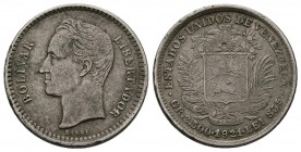 ESTADOS UNIDOS DE VENEZUELA. 1/2 Bolívar. (Ar. 2,48/18mm). 1921. Philadelphia. (Km#Y21). MBC+.