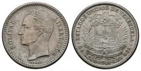 ESTADOS UNIDOS DE VENEZUELA. 1/2 Bolívar. (Ar. 2,43g/18mm). 1944. Denver. (Km#Y21). EBC.