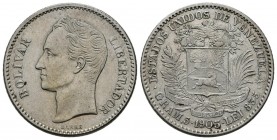ESTADOS UNIDOS DE VENEZUELA. 1 Bolívar (Ar. 5,00g/28mm). 1903. Philadelphia. (Km#Y22). EBC-.
