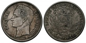 ESTADOS UNIDOS DE VENEZUELA. 1 Bolívar (Ar. 5,00g/28mm). 1929. Philadelphia. (Km#Y22). EBC-. Preciosa pátina oscura.