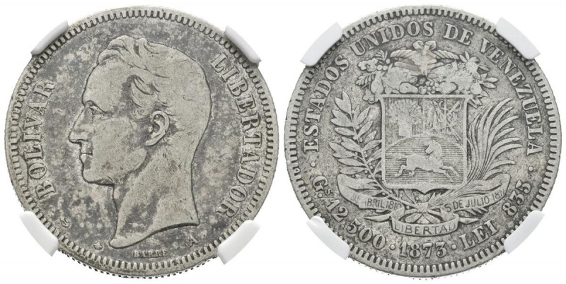 ESTADOS UNIDOS DE VENEZUELA. 50 Centavos. (Ar. 12,50g/30mm). 1873. París. (Km#Y1...