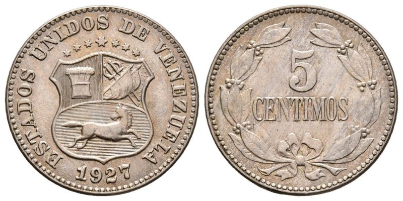 ESTADOS UNIDOS DE VENEZUELA. 5 Céntimos. (CuNi. 2,25g/19mm). 1927. Philadelphia....