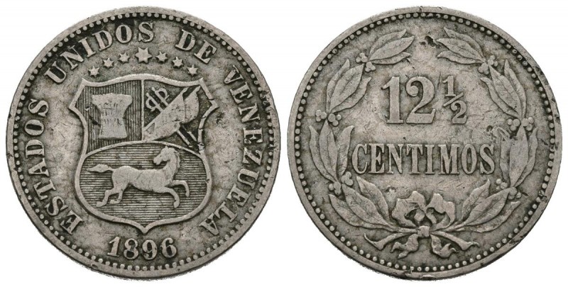 ESTADOS UNIDOS DE VENEZUELA. 12 1/2 Céntimos. (CuNi. 4,94g/23mm). 1896. Berlín. ...