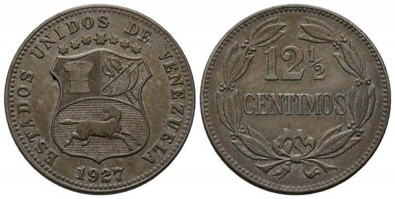 ESTADOS UNIDOS DE VENZUELA. 12 1/2 Céntimos. (CuNi. 4,99g/23mm). 1927. Philadelp...