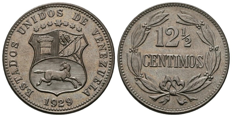 ESTADOS UNIDOS DE VENEZUELA. 12 1/2 Céntimos. (CuNi. 5,00g/23mm). 1929. Philadel...