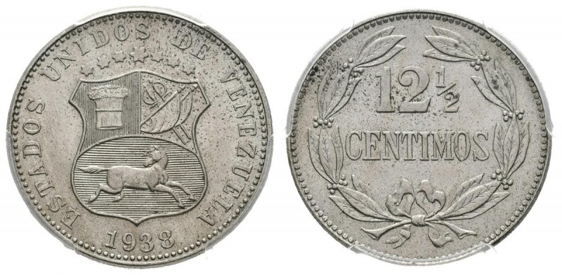 ESTADOS UNIDOS DE VENEZUELA. 12 1/2 Céntimos. (CuNi. 5,00g/23mm). 1938. (Km#Y28)...