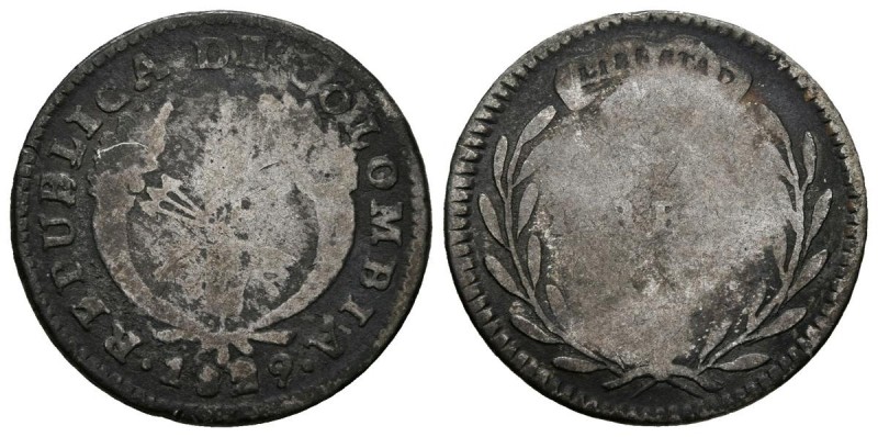 COLOMBIA. 1 Real (Ar. 2,62g/20mm). 1829. Ceca no visible. (Km#87.2). BC-.