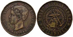 ALFONSO XIII (1885-1931). Medalla. (La. 16,18g/37mm). 1899 *18-99. Salamanca. MBC-. Golpes en canto.