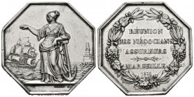 FRANCIA. Medalla. (Ar. 19,67g/34mm). 1893. Reunion des negocians Assureurs-Marseille. Grabador: Dubois. F. EBC-/MBC+.