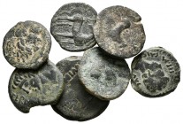 HISPANIA ANTIGUA. Lote compuesto por 7 monedas de bronce, conteniendo de Cartagonova. 1 Calco (4 tipos), Emerita Augusta. As de la época de Tiberio y ...