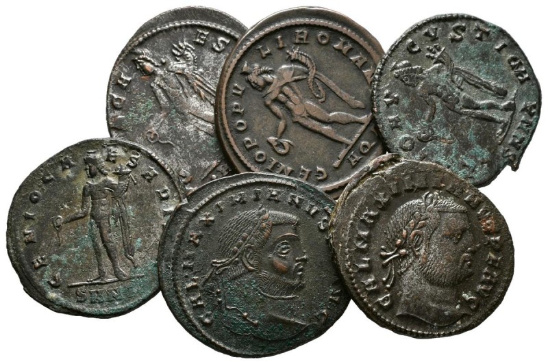 IMPERIO ROMANO. Conjunto formado por 6 follis de Maximiano de diferentes cecas a...