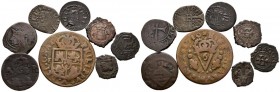 Interesante conjunto de 8 bronces españoles medievales y de la edad moderna. Diferentes módulos, valores y cecas. Diferentes estados de conservación. ...