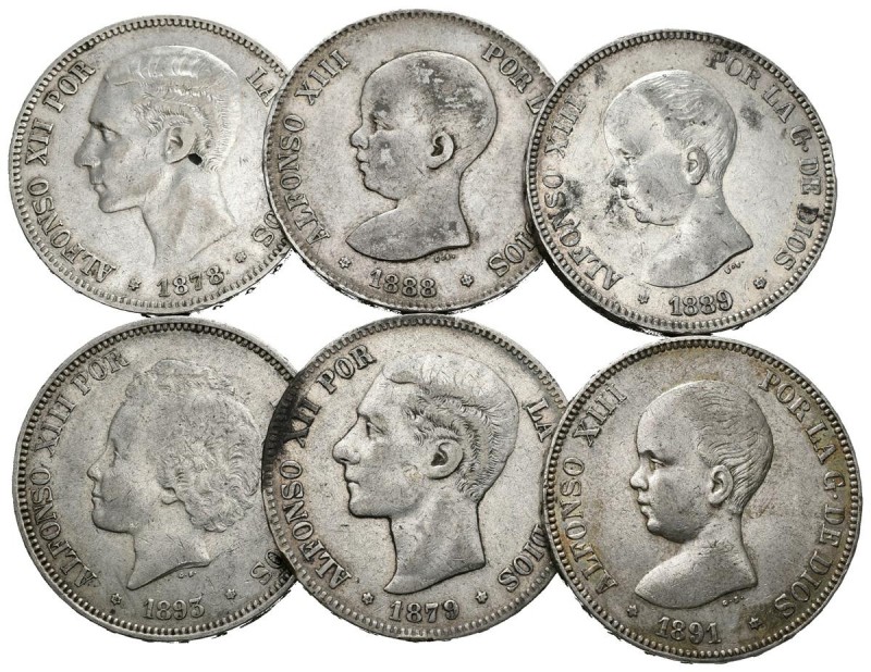 CENTENARIO DE LA PESETA. Lote compuesto por 6 monedas de 5 Pesetas, conteniendo:...