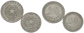 PARAGUAY. Conjunto de 2 monedas de 10 y 20 Centavos de 1908. MBC+. A EXAMINAR.