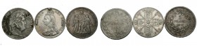 MONEDAS EXTRANJERAS. Lote compuesto por 3 monedas de plata de diferentes países. A EXAMINAR.