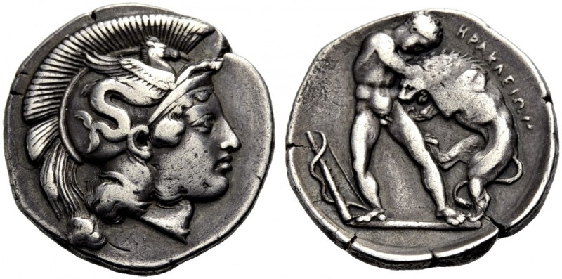 GRIECHISCHE MÜNZEN. LUKANIEN. HERAKLEIA. 
Nomos, 400 v. Chr. Kopf der Athena n....