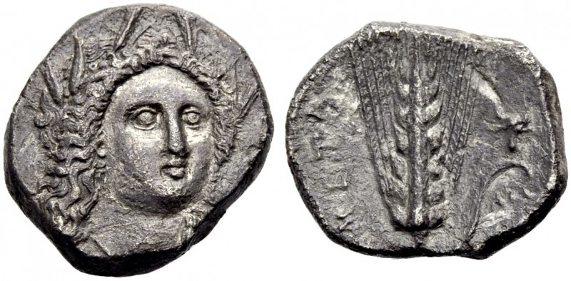 GRIECHISCHE MÜNZEN. LUKANIEN. METAPONT. 
Nomos, 330-295 v. Chr. Kopf der Demete...