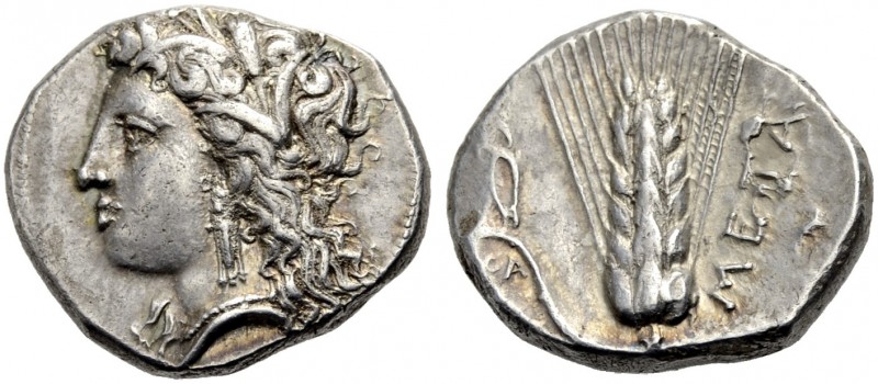 GRIECHISCHE MÜNZEN. LUKANIEN. METAPONT. 
Didrachmon, 330-280 v. Chr. Kopf der D...